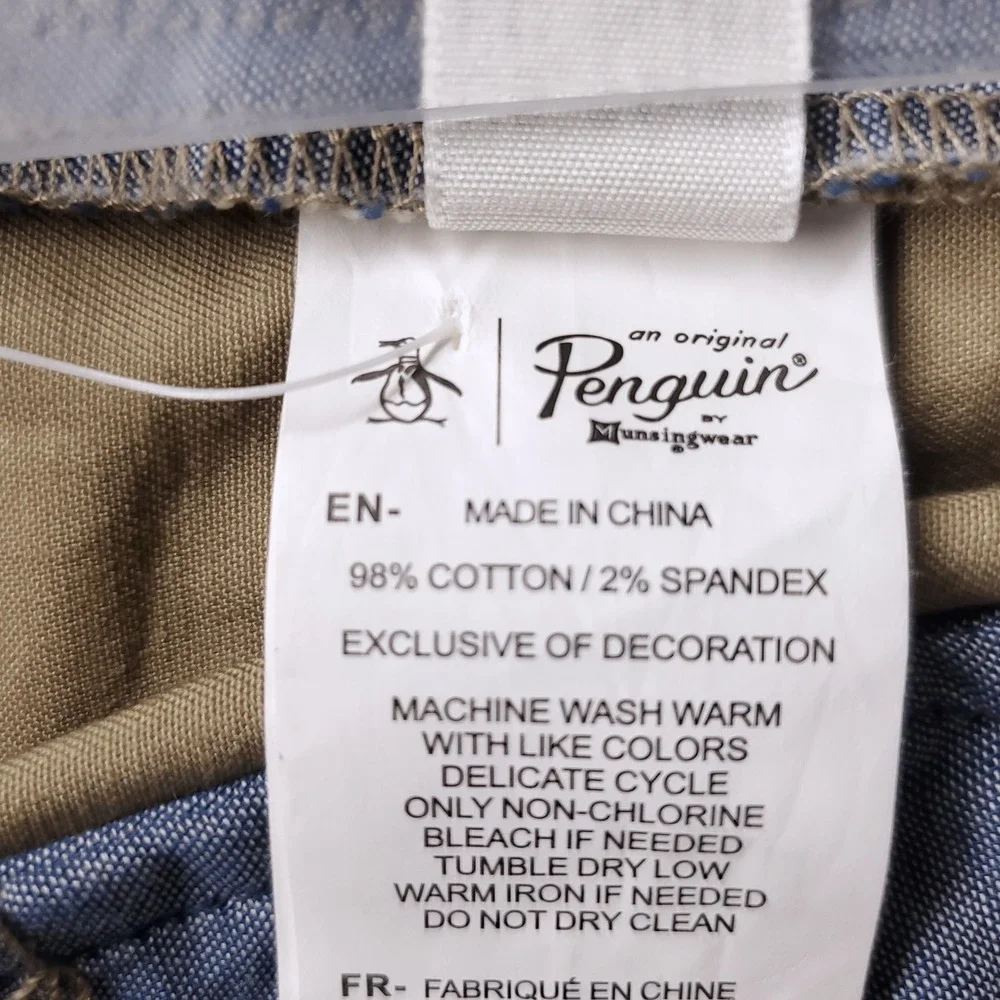 Original Penguin Straight Chino Pants Mens 34x32 Tan Stretch Casual Work Preppy